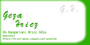 geza hricz business card